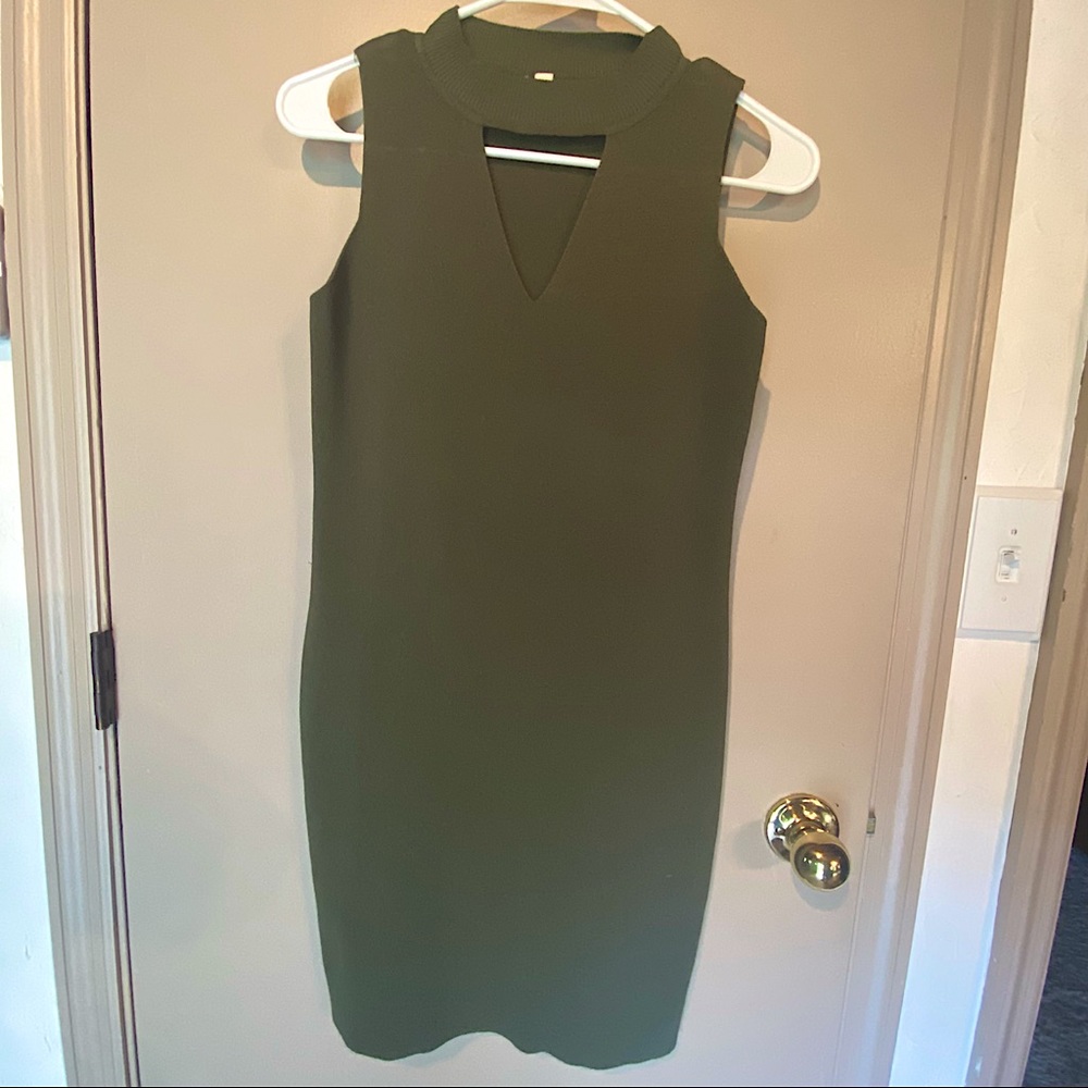 Army green knit dress